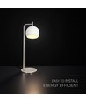 Lampe de table LED décorative 10W - Ø16 x 44 cm, 1200lm, nickel brossé et blanc, 3000K