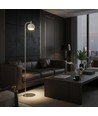 Lampadaire LED design 10W - 1200lm, 120lm/W, 3000K, nickel brossé, hauteur 141cm