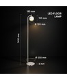 Lampadaire LED design 10W - 1200lm, 120lm/W, 3000K, nickel brossé, hauteur 141cm