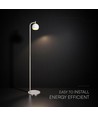 Lampadaire LED design 10W - 1200lm, 120lm/W, 3000K, nickel brossé, hauteur 141cm