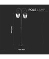 Lampadaire de jardin 141cm à 2 têtes - Noir, aluminium, IP44 extérieur, 2x douille E27, sans source lumineuse