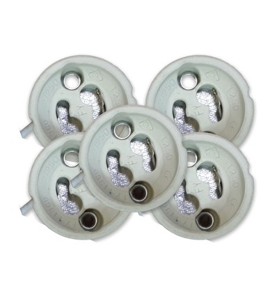 Lot de 5 douilles GU10 en céramique - Avec câble silicone 15cm, 2A