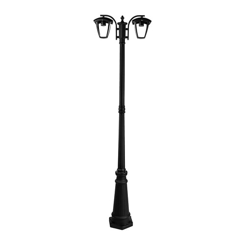 Lampadaire de jardin 199cm à 2 têtes, E27 - Noir, aluminium, IP44 extérieur, sans source lumineuse