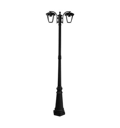 Lampadaire de jardin 199cm à 2 têtes, E27 - Noir, aluminium, IP44 extérieur, sans source lumineuse