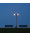 Lampadaire de jardin 199cm à 2 têtes, E27 - Noir, aluminium, IP44 extérieur, sans source lumineuse