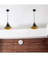 Suspension Ø26cm en aluminium avec finition bois - Douille E27, max 60W, noir, sans source lumineuse