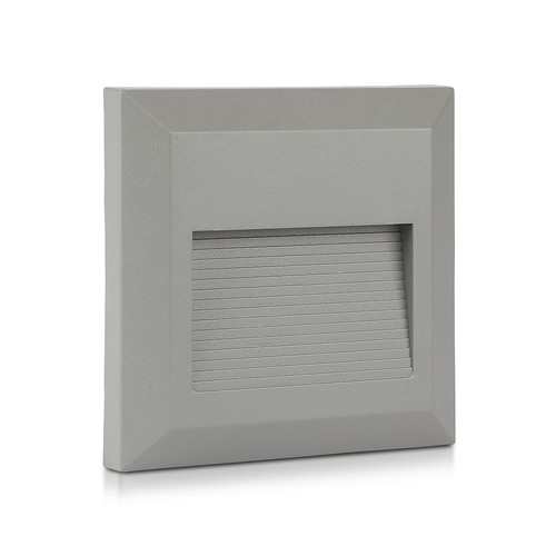 Applique murale LED encastrable 2W - IP65, 12,4 x 12,4 cm, noir, carré, 4000K, step light