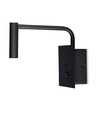 Applique murale LED 3W lit/hôtel avec USB et interrupteur - Noir, 3000K, COB CREE chip, 12x12 cm