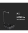 Applique murale LED 3W lit/hôtel avec USB et interrupteur - Noir, 3000K, COB CREE chip, 12x12 cm