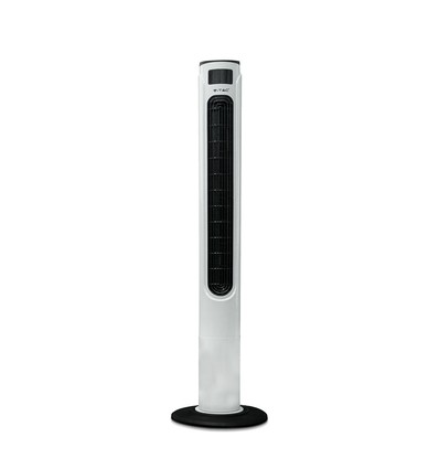 Ventilateur colonne LED 55W, 116cm - Avec télécommande, affichage de température, 3 vitesses, blanc/noir