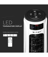 Ventilateur colonne LED 55W, 116cm - Avec télécommande, affichage de température, 3 vitesses, blanc/noir