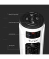 Ventilateur colonne LED 55W, 116cm - Avec télécommande, affichage de température, 3 vitesses, blanc/noir