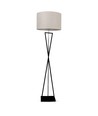 Lampe sur pied design E27 - abat-jour rond couleur ivoire, pied en métal noir