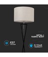 Lampe sur pied design E27 - abat-jour rond couleur ivoire, pied en métal noir