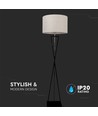 Lampe sur pied design E27 - abat-jour rond couleur ivoire, pied en métal noir