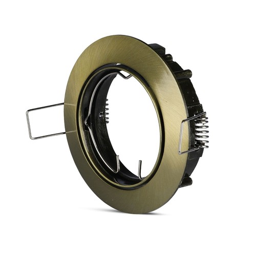 Spot encastrable GU10 - Rond, or, zinc, perçage : Ø7,5 cm, dim : Ø8,2 cm, IP20 intérieur, sans source lumineuse