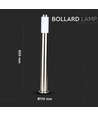 Borne de jardin LED 110cm avec détecteur - Douille E27, IP44, acier inoxydable, détecteur PIR, gris anthracite
