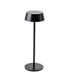 Lampe de table LED rechargeable 2W, IP54 - 200lm, dimmable, tactile, batterie 8-10 heures, finition noire