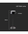 Lampe de table LED rechargeable 2W, IP54 - 200lm, dimmable, tactile, batterie 8-10 heures, finition noire