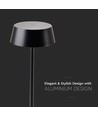 Lampe de table LED rechargeable 2W, IP54 - 200lm, dimmable, tactile, batterie 8-10 heures, finition noire