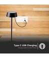 Lampe de table LED rechargeable 2W, IP54 - 200lm, dimmable, tactile, batterie 8-10 heures, finition noire