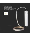 Ruban LED 1m 2,4W avec boîtier piles et détecteur - 6V, IP65, 4000K, capteur PIR, avec ruban 3M