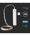 Ruban LED 1m 2,4W avec boîtier piles et détecteur - 6V, IP65, 4000K, capteur PIR, avec ruban 3M