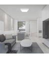 24W LED plafonnier à capteur, carré - IP44, 30x30cm, bord blanc, 4000K, capteur micro-ondes intégré