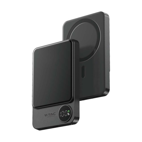 10000mAh Powerbank magnétique sans fil, 20W - Ultra-fin, aluminium, MagSafe, affichage numérique, space grey