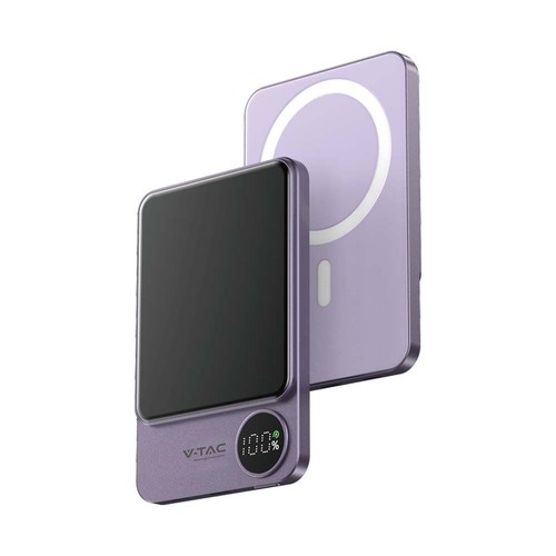 Batterie externe MagSafe ultra-fine 5000mAh, 20W - Aluminium, violet, charge rapide sans fil