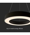 Suspension LED 60cm 50W dimmable - 122lm/W, 6100lm, anneau noir, 4000K, TRIAC dimmable
