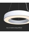 Suspension design LED 60cm 50W, dimmable - 4000K, 6100lm, blanc, Triac dimmable