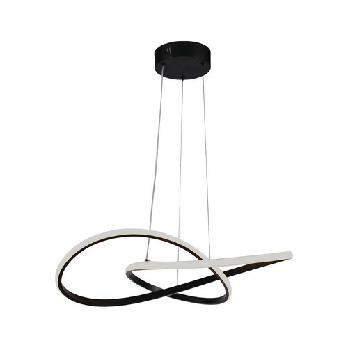 Suspension LED circulaire 20W Ø50cm - 130lm/W, noir, 3000K, design moderne