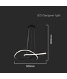 Suspension LED circulaire 20W Ø50cm - 130lm/W, noir, 3000K, design moderne