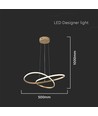 Suspension LED 20W, or - Ø50cm, 130lm/W, 3000K, design circulaire moderne