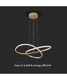 Suspension LED 20W, or - Ø50cm, 130lm/W, 3000K, design circulaire moderne