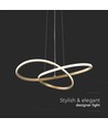 Suspension LED 20W, or - Ø50cm, 130lm/W, 3000K, design circulaire moderne