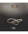 Suspension LED 20W, or - Ø50cm, 130lm/W, 3000K, design circulaire moderne