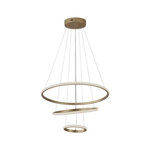 Suspension LED 32W, 3 anneaux - Or, Ø60+40+20cm, 3880lm, 3000K, plafonnier décoratif