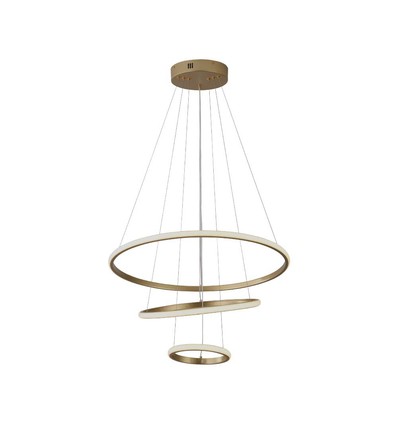 Suspension LED 32W, 3 anneaux - Or, Ø60+40+20cm, 3880lm, 3000K, plafonnier décoratif