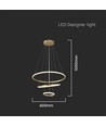 Suspension LED 32W, 3 anneaux - Or, Ø60+40+20cm, 3880lm, 3000K, plafonnier décoratif
