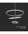Suspension LED 32W, 3 anneaux - Or, Ø60+40+20cm, 3880lm, 3000K, plafonnier décoratif