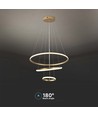 Suspension LED 32W, 3 anneaux - Or, Ø60+40+20cm, 3880lm, 3000K, plafonnier décoratif