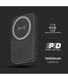 Powerbank sans fil magnétique 10000mAh, 20W - Noir, avec anneau métallique