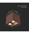 Applique murale solaire 9W avec détecteur - 860lm, 3.7V, IP65, 3000K, détecteur de mouvement PIR, blanc chaud