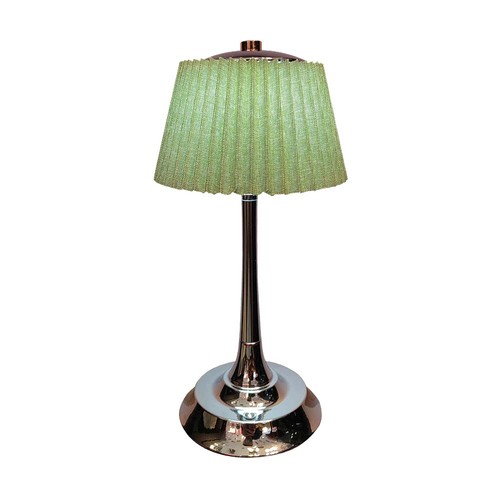 Lampe de table LED 1,5W, 3-en-1 - Chrome/Vert clair, tactile dimmable, rechargeable, USB-C, Ø14x28 cm
