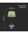Lampe de table LED 1,5W, 3-en-1 - Chrome/Vert clair, tactile dimmable, rechargeable, USB-C, Ø14x28 cm