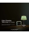 Lampe de table LED 1,5W, 3-en-1 - Chrome/Vert clair, tactile dimmable, rechargeable, USB-C, Ø14x28 cm