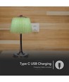 Lampe de table LED 1,5W, 3-en-1 - Chrome/Vert clair, tactile dimmable, rechargeable, USB-C, Ø14x28 cm