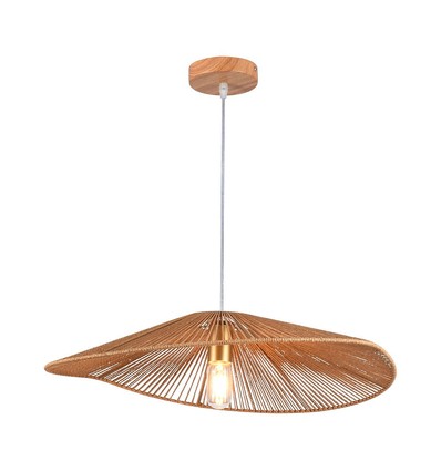 Suspension design E27 avec corde de chanvre - 60cm, marron, IP20, sans source lumineuse
